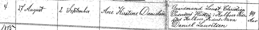 Ane Kirstine Danielsdtr dies 1874