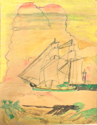 schooner watercolor