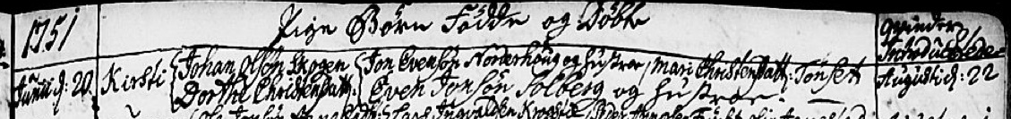 Kristi Johansdatter bapt 1751