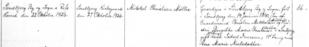 christen Moller's burial 1926