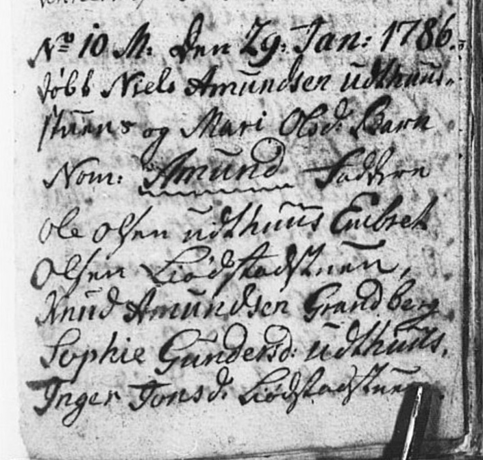 amund Nielsen baptism 1786 nor