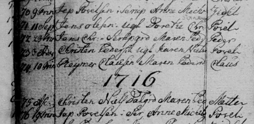 Zidsel Poulsen 1715 bapt.