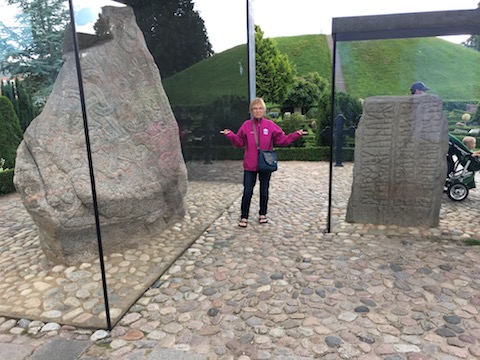 Cheryl with Jelling
                    stones